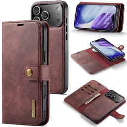 DG MING iPhone 17 Pro 2-i-1 Magnet Plånboksfodral - Röd