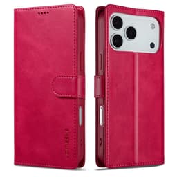 SKALO iPhone 17 Pro LC.IMEEKE Premium PU-läder Plånboksfodral - Cerise