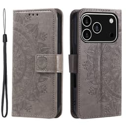 SKALO iPhone 17 Pro Mandala Plånboksfodral - Grå