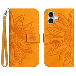 SKALO iPhone 17 Embossed Flower Plånboksfodral - Gul