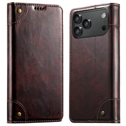 SKALO iPhone 17 Pro Max SUTENI PU-Läder Plånboksfodral - Brun