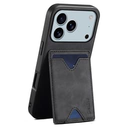 SKALO iPhone 17 Pro Max DENIOR PU-Läder Korthållare Skal - Svart