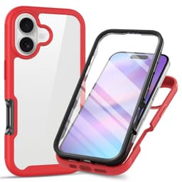SKALO iPhone 17 Shockproof Clear Hybrid+Skärmskydd Skal - Röd
