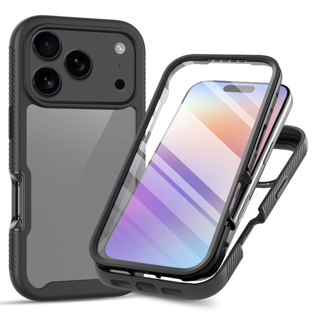SKALO iPhone 17 Pro Max Shockproof Clear Hybrid+Skærmbeskyttelse Cover - Sort