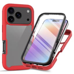 SKALO iPhone 17 Pro Max Shockproof Clear Hybrid+Skärmskydd Skal - Röd