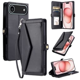 SKALO iPhone Air PU-Läder Envelope Plånboksfodral - Svart