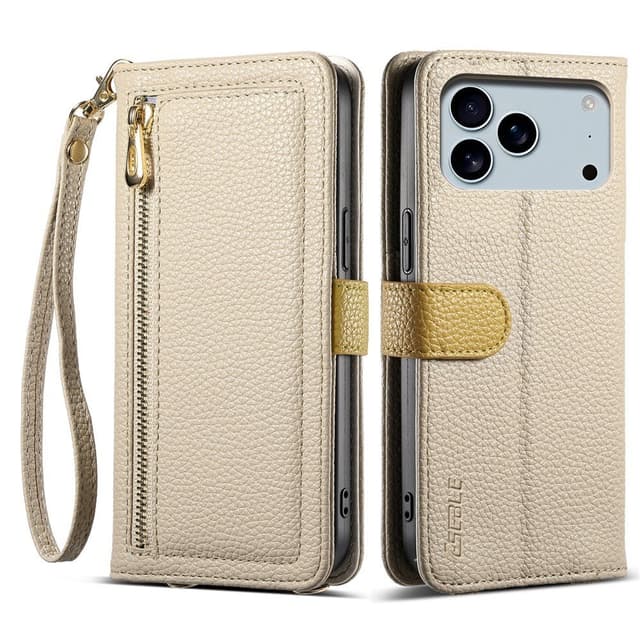 SKALO iPhone 17 Pro ESEBLE E11 Litchi Mirror Flip Cover - Khaki