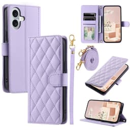 SKALO iPhone 17 Quiltat Axelrem Plånboksfodral - Lila