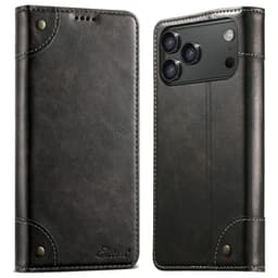 SKALO iPhone 17 Pro SUTENI PU-Läder Plånboksfodral - Svart