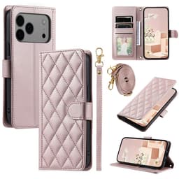 SKALO iPhone 17 Pro Max Quiltat Axelrem Plånboksfodral - Roséguld