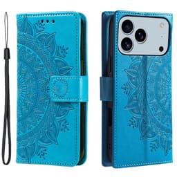SKALO iPhone 17 Pro Max Mandala Plånboksfodral - Blå