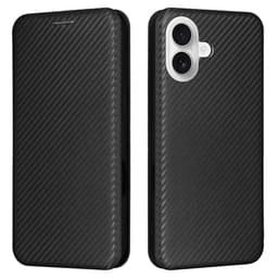 SKALO iPhone 17 Carbon Fiber Plånboksfodral - Svart