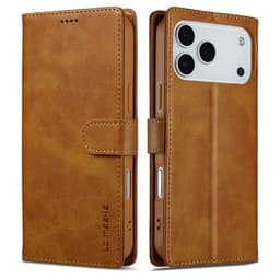 SKALO iPhone 17 Pro LC.IMEEKE Premium PU-läder Plånboksfodral - Ljusbrun