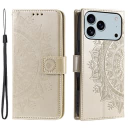 SKALO iPhone 17 Pro Max Mandala Plånboksfodral - Guld
