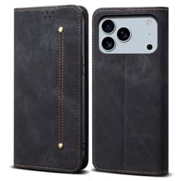 SKALO iPhone 17 Pro Max Jeans Plånboksfodral - Svart