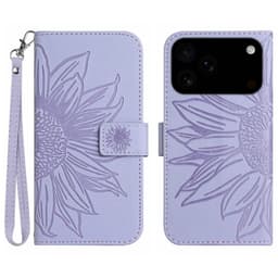 SKALO iPhone 17 Pro Max Embossed Flower Plånboksfodral - Lila