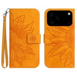 SKALO iPhone 17 Pro Max Embossed Flower Plånboksfodral - Gul