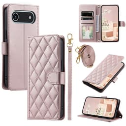 SKALO iPhone Air Quiltat Axelrem Plånboksfodral - Roséguld