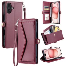 SKALO iPhone 17 PU-Läder Envelope Plånboksfodral - Röd