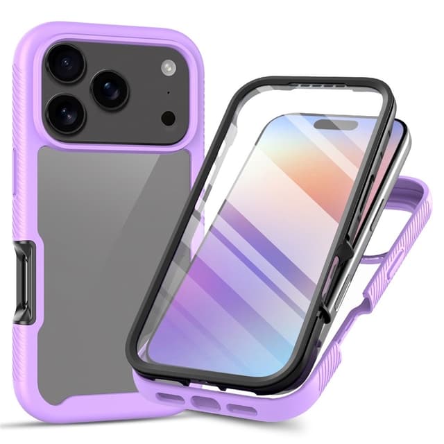 SKALO iPhone 17 Pro Max Shockproof Clear Hybrid+Skärmskydd Skal - Lila