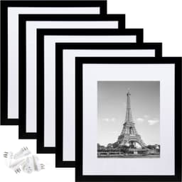 6x8 Tommer Svart PVC Fotoramme Sett med Passepartout - 5 Pakning, Vis Bilder på Vegg eller Bordplate