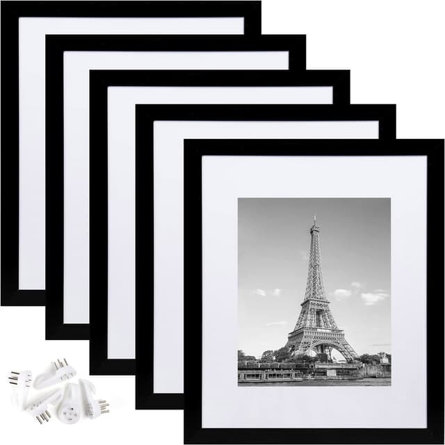 6x8 Tum Svart PVC Fotoram Set med Passepartout - 5 Pack, Visa Bilder På Vägg Eller Bordsskiva
