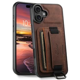 SKALO iPhone 17 SUTENI H13 PU-läder Korthållare Skal - Brun