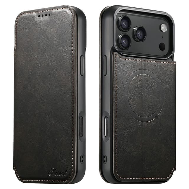 SKALO iPhone 17 Pro Max SUTENI J05 PU-Læder Flip Cover - Sort