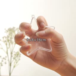 5 stk. gjennomsiktige plastfyllbare julekuler, 8 cm stjerneformede julekuler