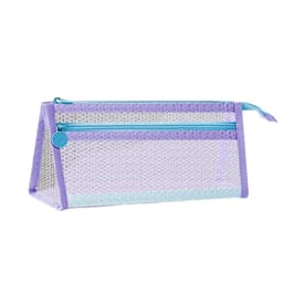 Lila Triangulär Mesh Pennfodral - Stor Kapacitet Transparent Väska