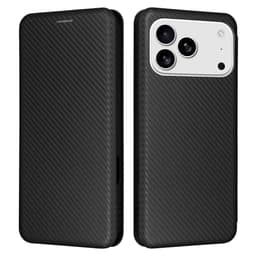 SKALO iPhone 17 Pro Carbon Fiber Plånboksfodral - Svart