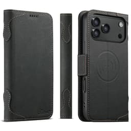 SKALO iPhone 17 Pro Max SUTENI J07 PU-Läder Plånboksfodral - Svart