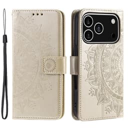SKALO iPhone 17 Pro Mandala Lompakkokotelo - Kulta