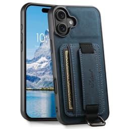 SKALO iPhone 17 SUTENI H13 PU-läder Korthållare Skal - Blå