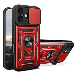 SKALO iPhone 17 Armor Metallring Kameraslider Skal - Röd
