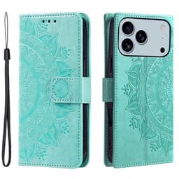 SKALO iPhone 17 Pro Max Mandala Lompakkokotelo - Turkoosi