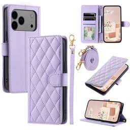 SKALO iPhone 17 Pro Quiltat Axelrem Plånboksfodral - Lila