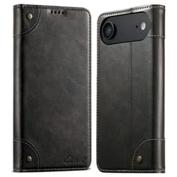 SKALO iPhone Air SUTENI PU-Läder Plånboksfodral - Svart