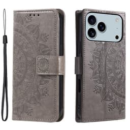 SKALO iPhone 17 Pro Max Mandala Plånboksfodral - Grå