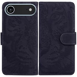 SKALO iPhone Air Præget Tiger Flip Cover - Sort