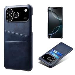 SKALO iPhone 17 Pro PU-Läder Korthållare Skal - Blå
