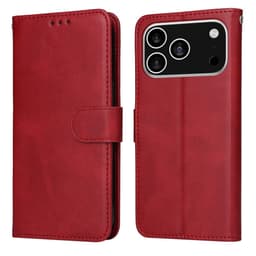 SKALO iPhone 17 Pro PU-läder Plånboksfodral - Röd
