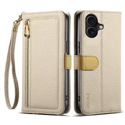 SKALO iPhone 17 ESEBLE E11 Litchi Mirror Lompakkokotelo - Khaki