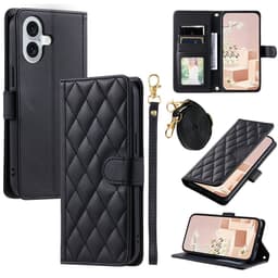 SKALO iPhone 17 Quiltat Axelrem Plånboksfodral - Svart
