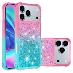 SKALO iPhone 17 Pro Kvicksand Glitter Skal - Rosa-Turkos