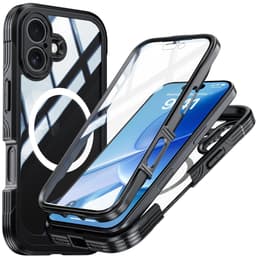 SKALO iPhone 17 Shockproof Clear Hybrid+Skærmbeskyttelse Cover - Sort
