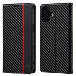 SKALO iPhone 17 LC.IMEEKE Carbon Fiber Plånboksfodral - Svart