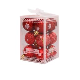 Julekuler - Knusesikre julekuler (12 stk) for juledekorasjoner Rød