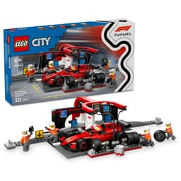 LEGO City F1-varikkopysähdys ja varikkomiehistö sekä Ferrari-auto 60443