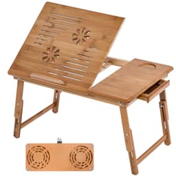 Laptopställ i trä 55 x 35 x 26 cm justerbar med 2 USB-fläktar
